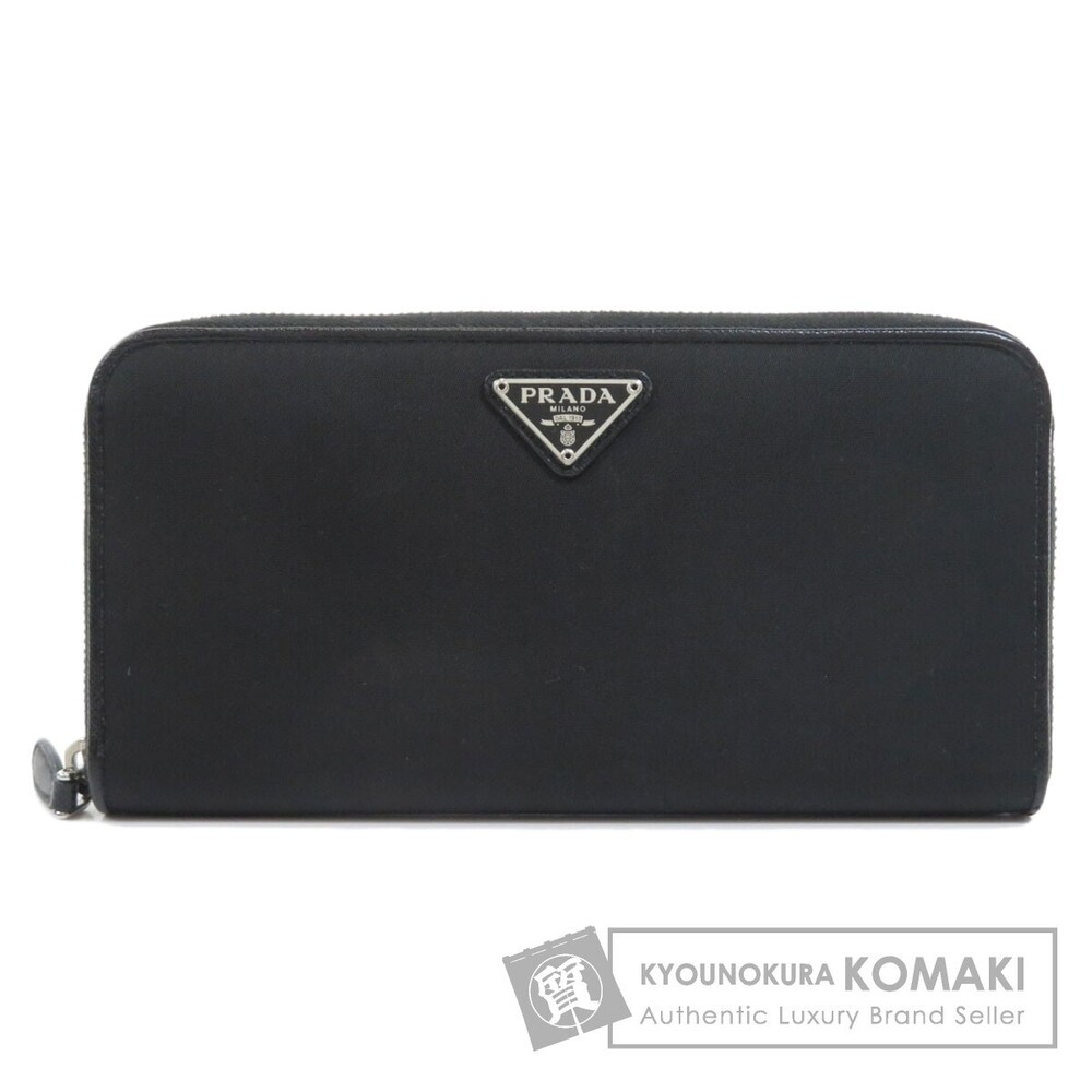 Prada Logo Plate Long Wallet Nylon